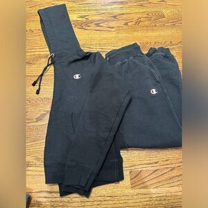 Champion Black Reverse Weave Sweatsuit (Hoodie & Sweatpants) - Size S